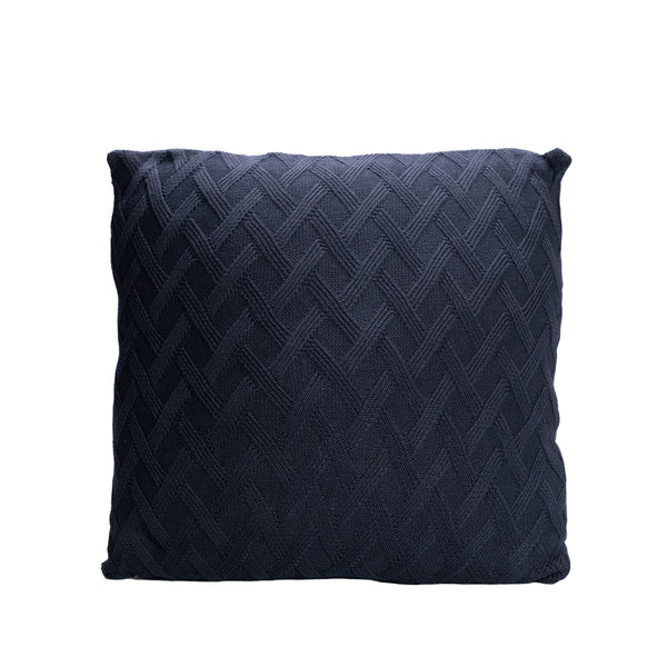 Navy Blue Knitted Throw Pillow | 20x20 | Bond & Stitch