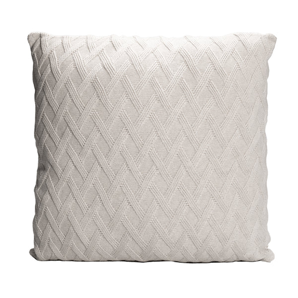 Natural White Knitted Throw Pillow | 22x22 | Bond & Stitch