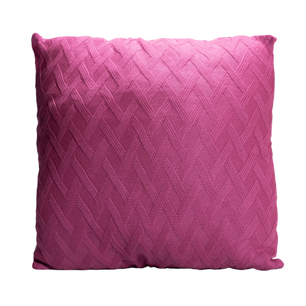 Pink Knitted Throw Pillow | 22x22 | Bond & Stitch