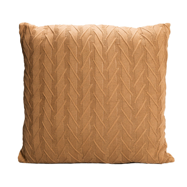 Light Brown Knitted Throw Pillow | 22x22 | Bond & Stitch